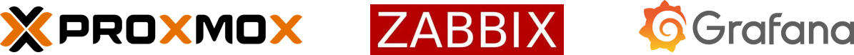 Logos das ferramentas Proxmox, Zabbix, Grafana
